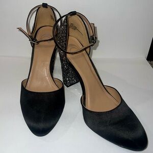 Satin and Glitter Block Heels